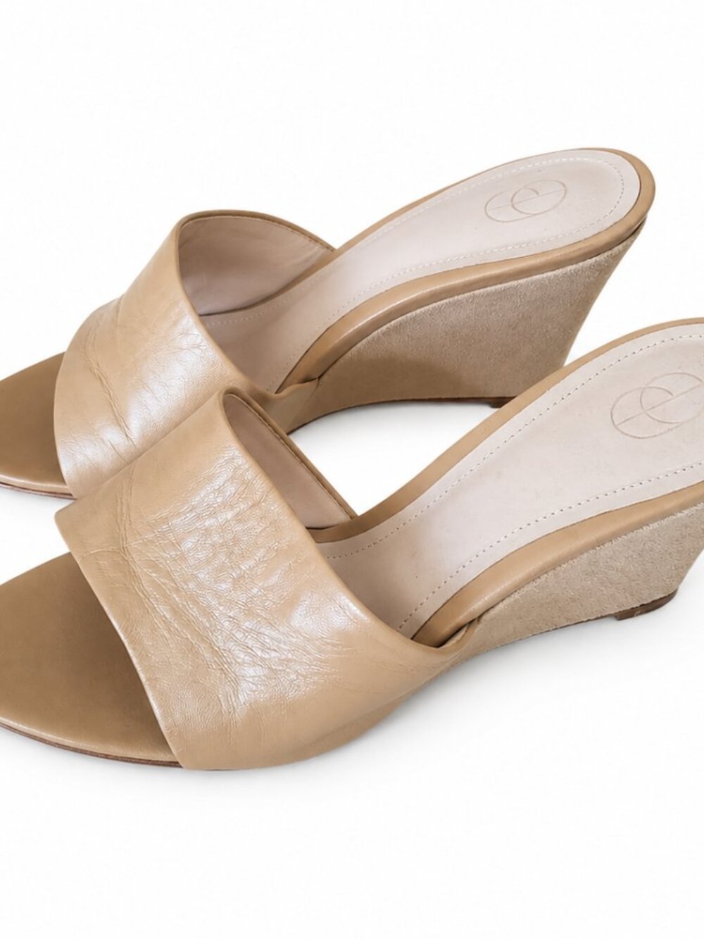 Porte & Paire Nude Leather Wedge Mule Sandals | EU 39 / US 8.5